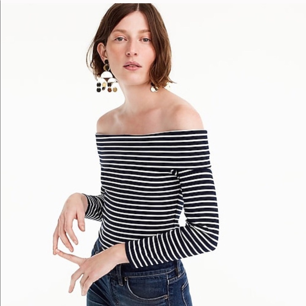 J. Crew off the Shoulder Stripe Top